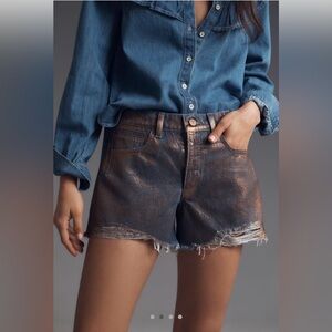 Anthropologie Pilcro Devon Denim Shorts - Coated Edition - in Pyrite Wash